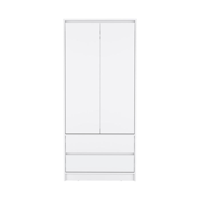71" Transitional Wood Two Door Two Drawer Combo Dresser - White