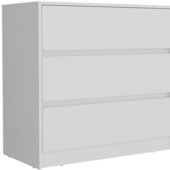 33" Wood Three Drawer Dresser - White