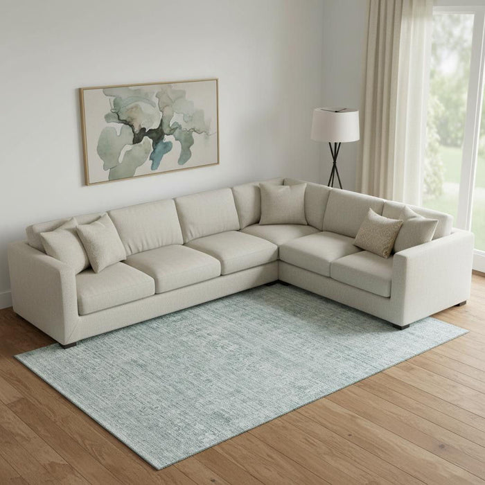 10' X 14' Striped Washable Area Rug With UV Protection (699987) - Turquoise / Ivory