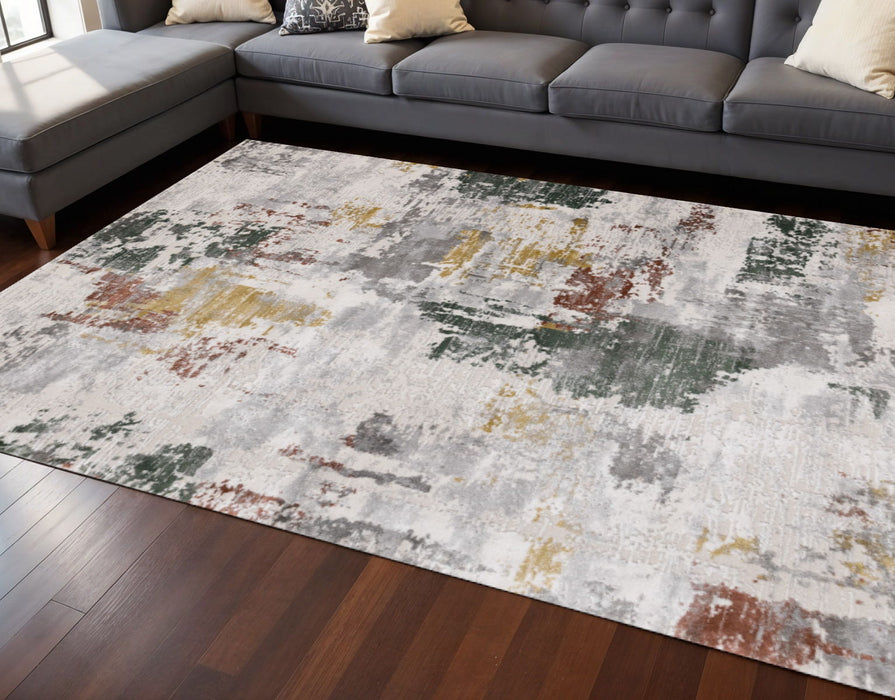 7' X 10' Abstract Area Rug (661372) - Gray / Yellow / Green