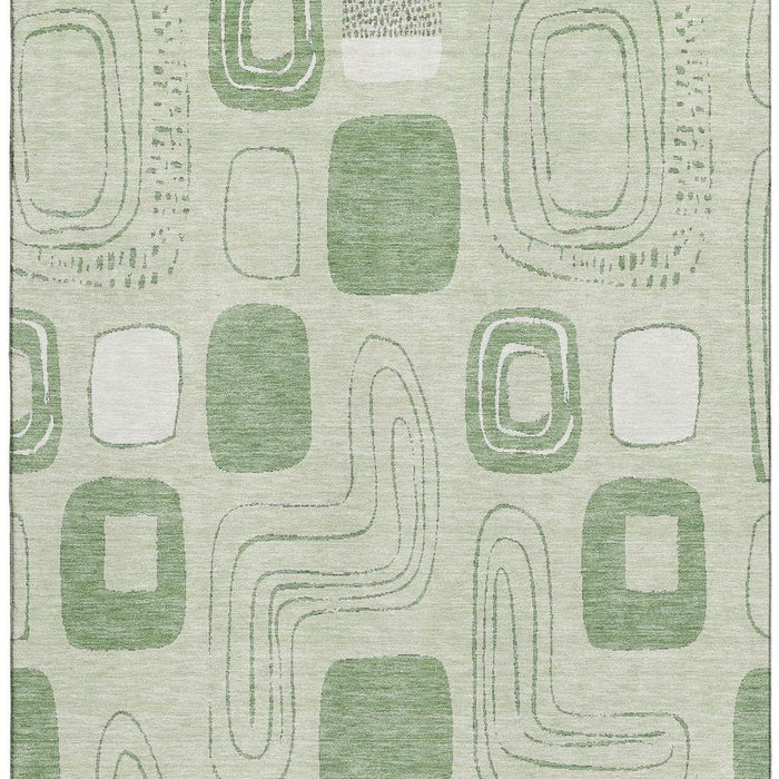 10' X 14' Geometric Washable Area Rug With UV Protection (696662) - Mint Green / Ivory