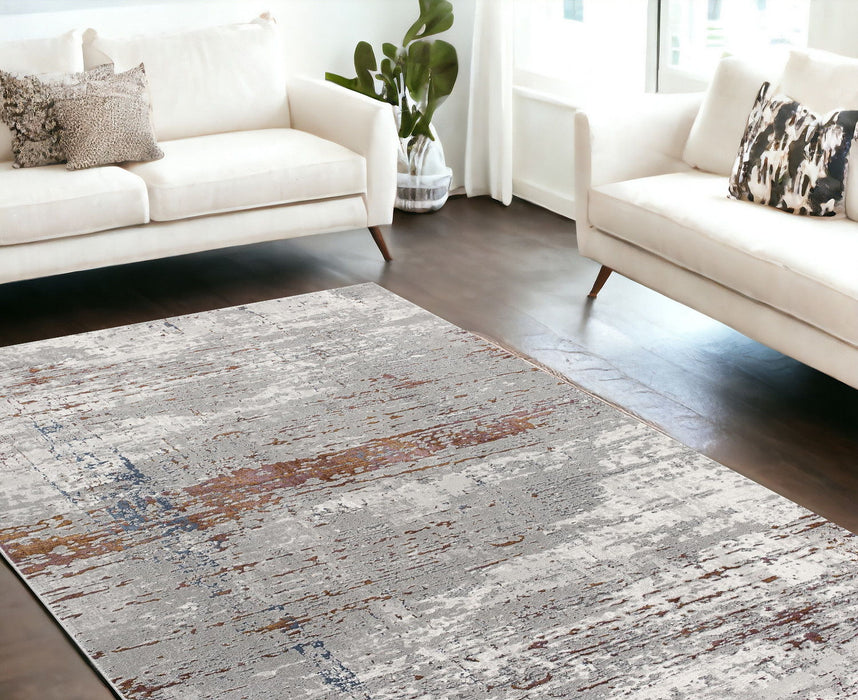 7' x 10' Abstract Scraped Area Rug - Gray And Brown
