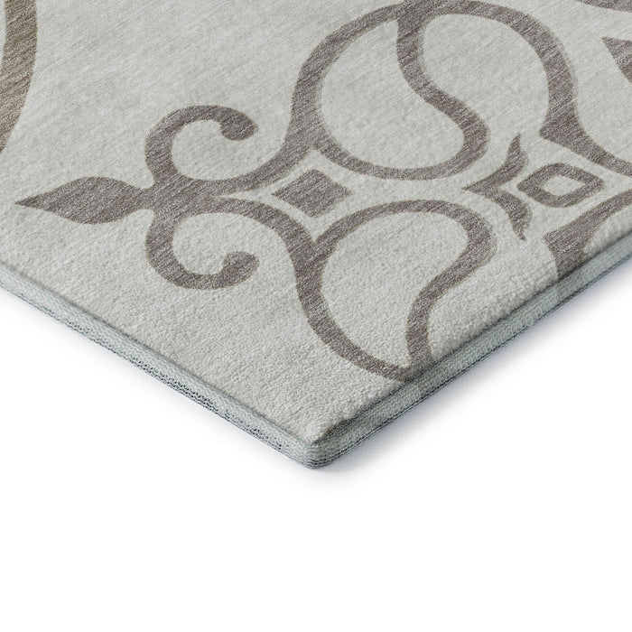 10' X 14' Floral Medallion Washable Area Rug With UV Protection (669528) - Ivory / Beige / Tan