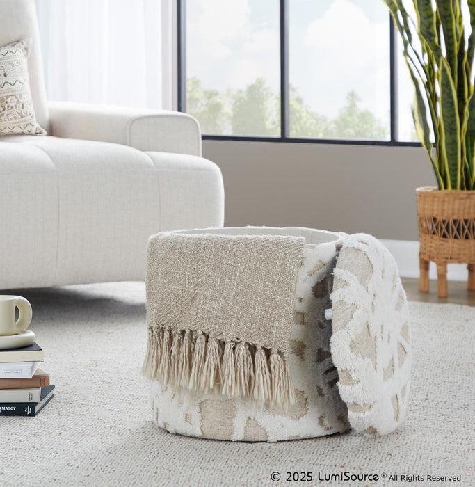 Tahoe - Shag Ottoman - Beige Acro Wool