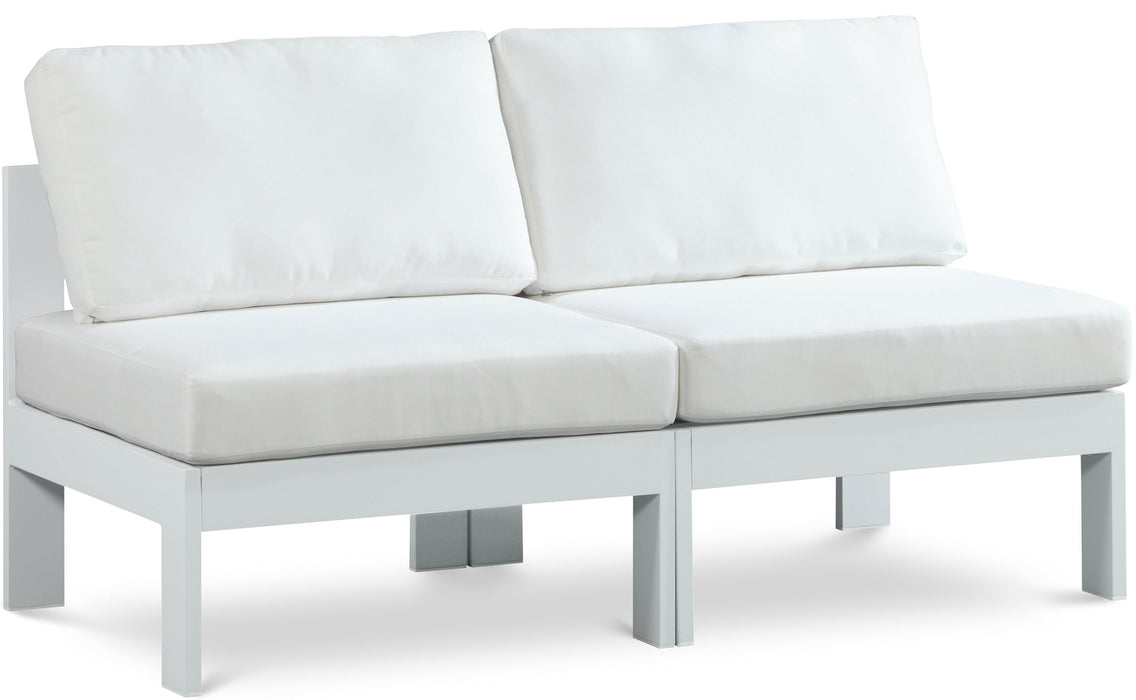 Nizuc - Outdoor Patio 2 Seat Armless Modular Sofa With White Frame