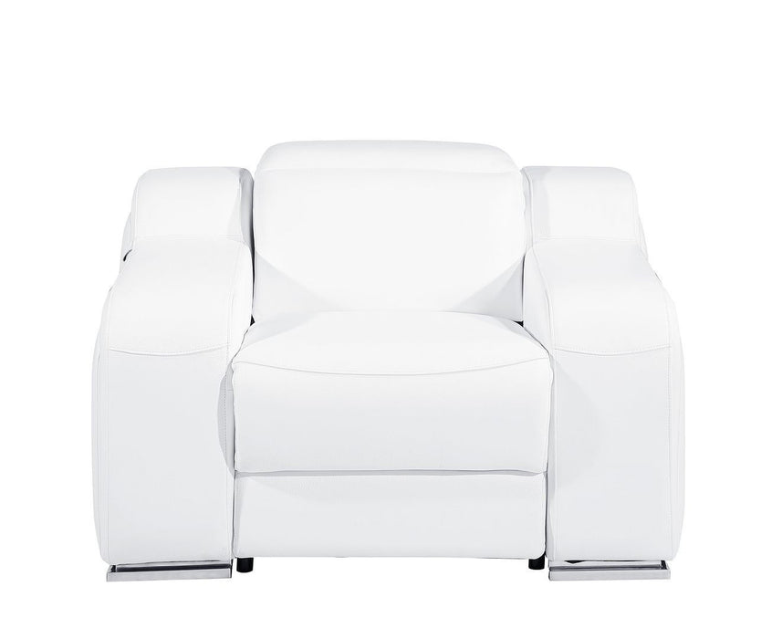 Italian Leather Wall Hugger Recliner With USB - White