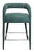 Teal blue metal and fabric low back counter height bar chair with modern design by HomeRoots, 25 inches tall.