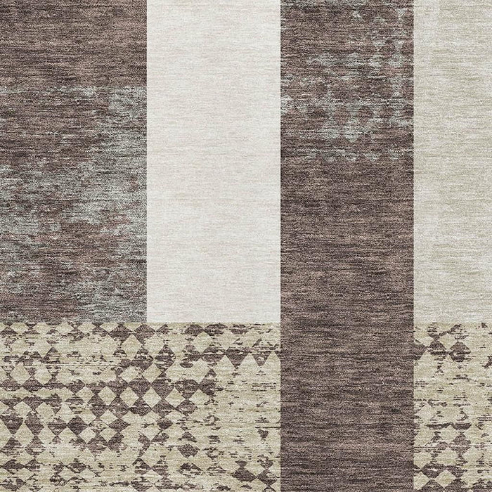 10' X 14' Geometric Washable Area Rug With UV Protection (674922) - Brown / Ivory / Beige