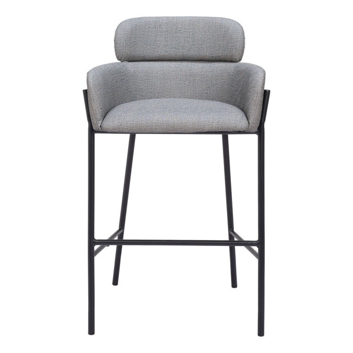 Fabric And Steel Bar Height Bar Chair - Slate Gray And Black