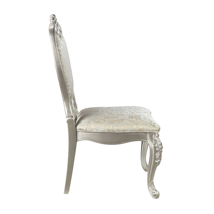 Fabric And Solid Wood Open Back Dining Side Chairs (Set of 2) - Champagne
