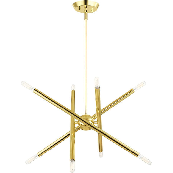 Eight Light Dimmable Chandelier With Shades - Brass