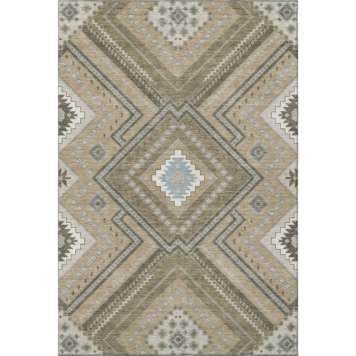 10' X 14' Tribal Washable Area Rug With UV Protection (679252) - Beige / Ivory / Gray