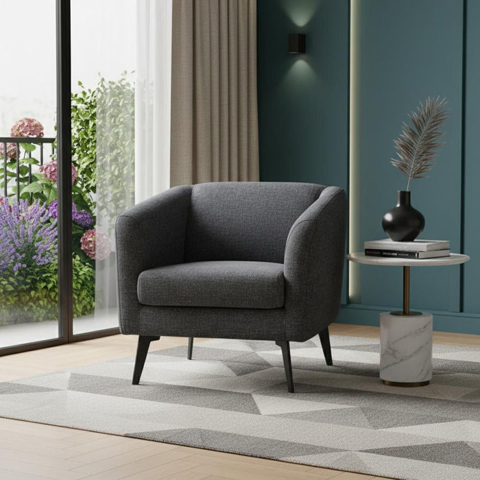 Contemporary Fabric Curved Arm Accent Chair - Dark Gray