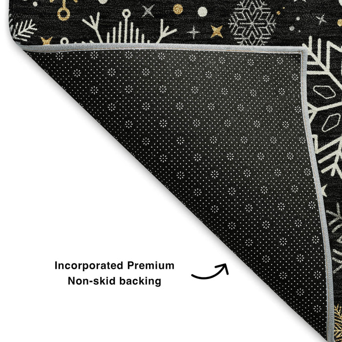 10' X 14' Abstract Geometric Washable Area Rug With UV Protection (702262) - Black / Gold / Ivory
