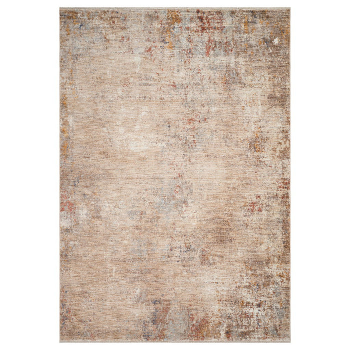9' X 12' Abstract Area Rug With Fringe - Beige And Brown