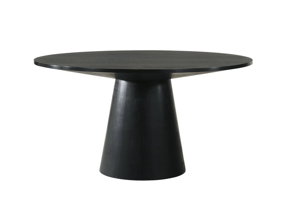 Wood Pedestal Base Round Top Dining Table - Black