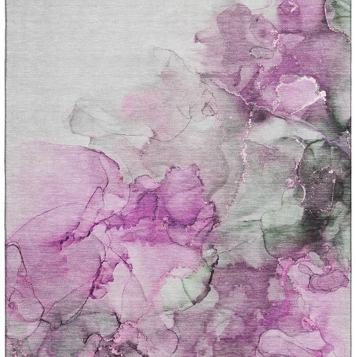 10' X 14' Abstract Washable Area Rug With UV Protection (647308) - Pink / Gray / Ivory