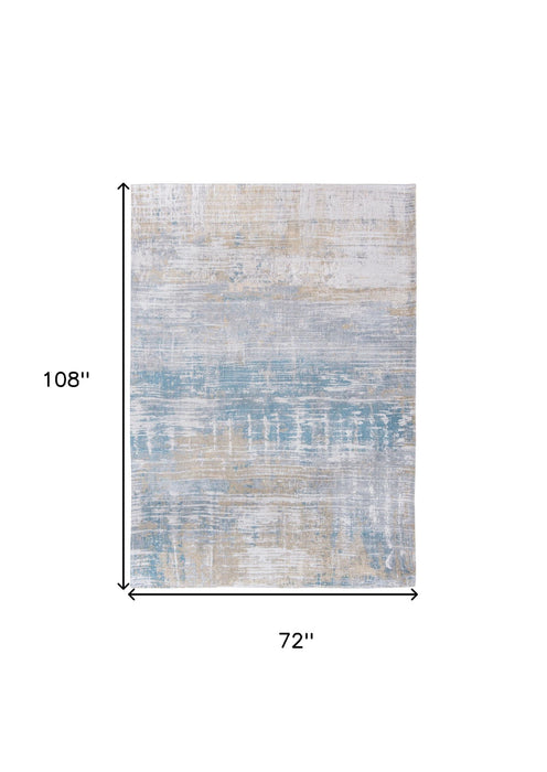 7' x 9' Abstract Non Skid Area Rug - Blue And Yellow