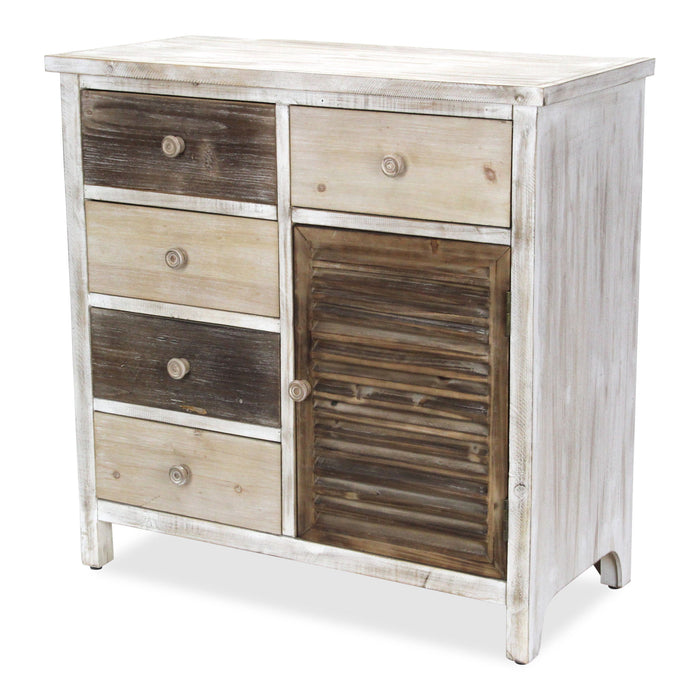 Solid Wood End Table With Five Drawers And Two Shelves - Brown