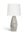 Marble and linen textured fabric table lamp by Meridian Furniture, featuring a sleek base and elegant shade in natural light.