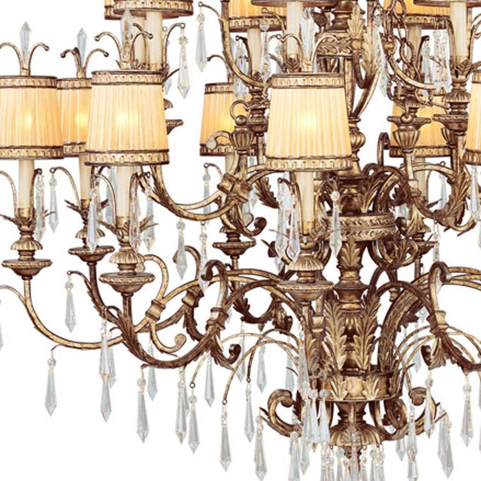 Multi Light Metal Dimmable Chandelier With Shades - Gold / Clear