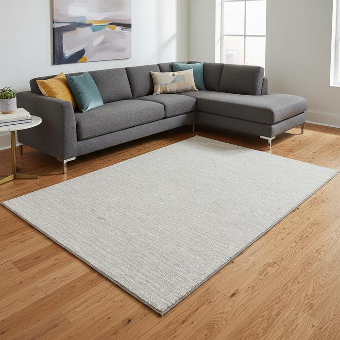 9' X 12' Striped Washable Area Rug With UV Protection (645186) - Linen / Ivory