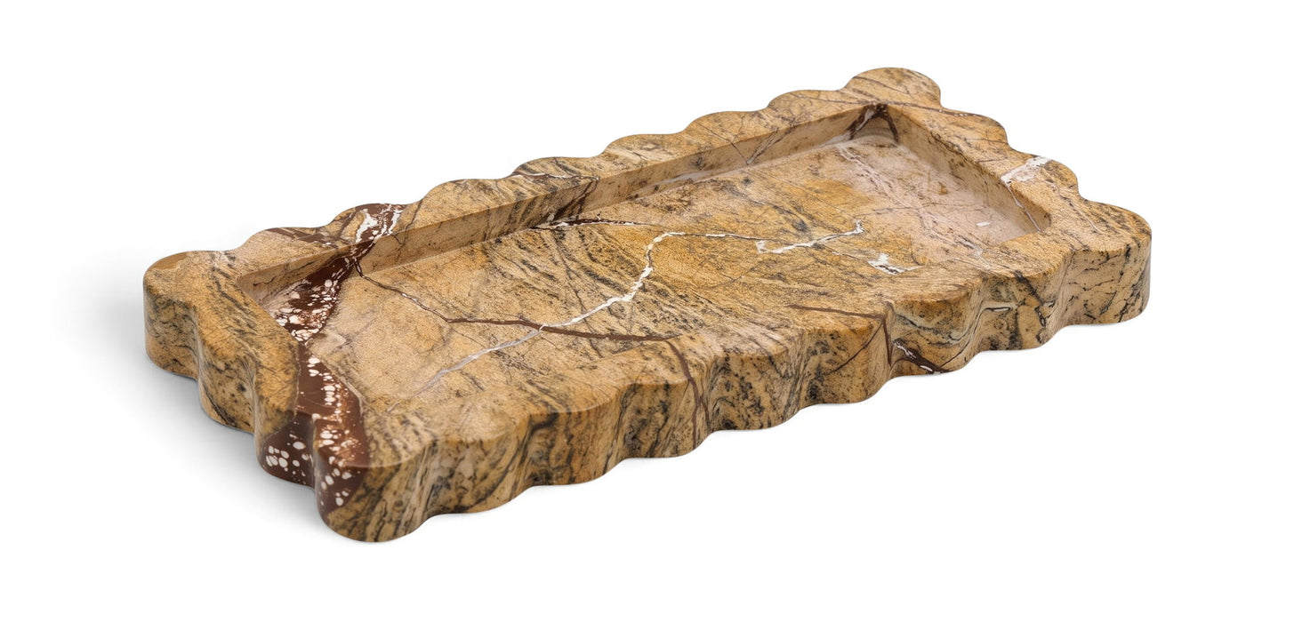 Josie genuine marble tray in brown by Meridian Furniture, featuring smooth marble surface and elegant tray design.