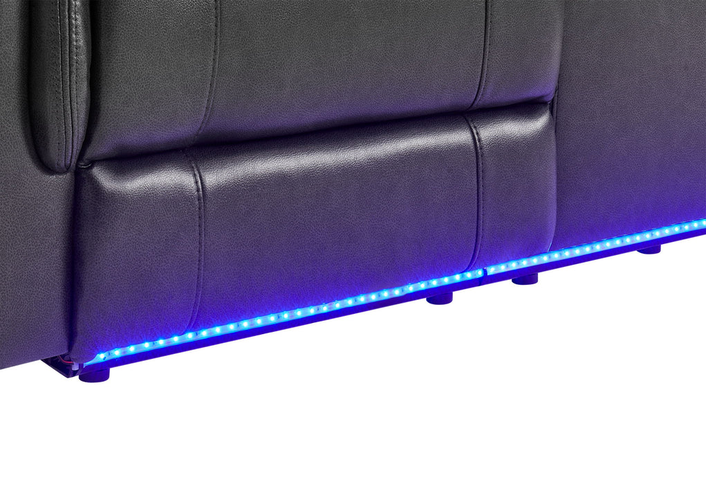 U8879 - Power Console Reclining Loveseat With LED, Global Surround System & Audio Subwoofer - Charcoal
