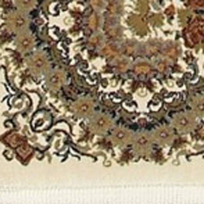 7' X 10' Medallion Area Rug With Fringe (574471) - Ivory / Black / Brown