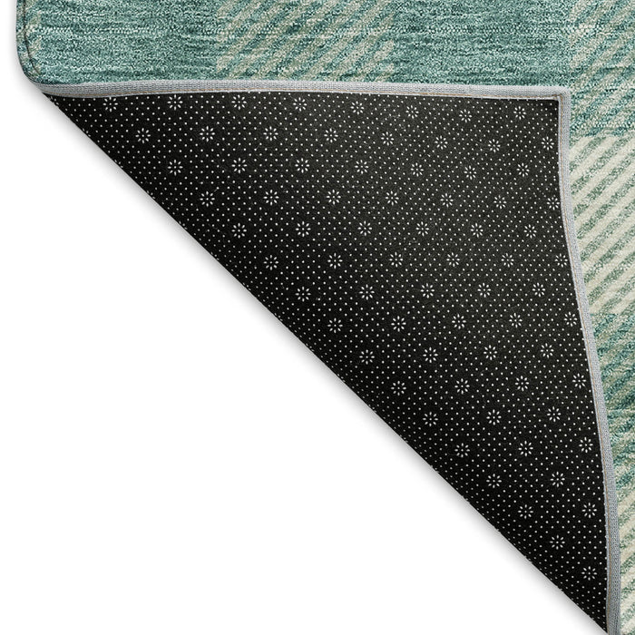 10' X 14' Plaid Washable Area Rug With UV Protection (673501) - Teal / Ivory