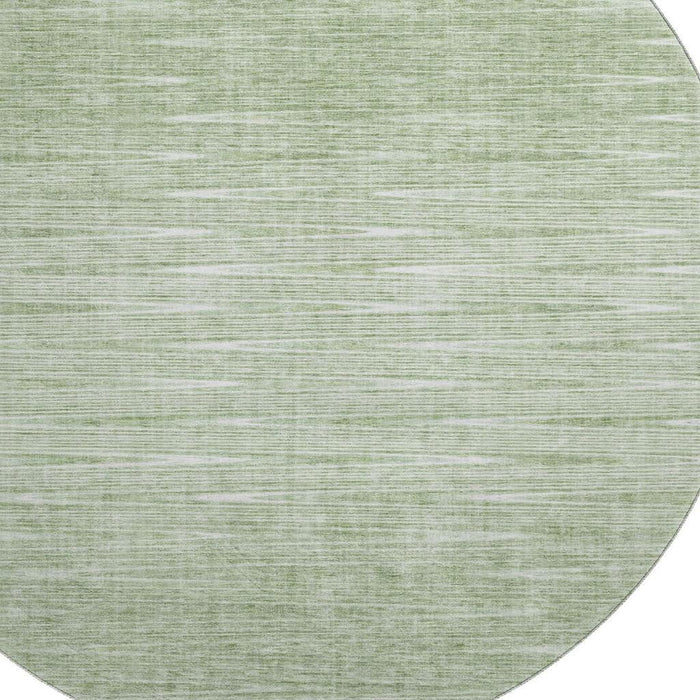 8' Abstract Washable Round Rug With UV Protection - Artichoke Green And Gray
