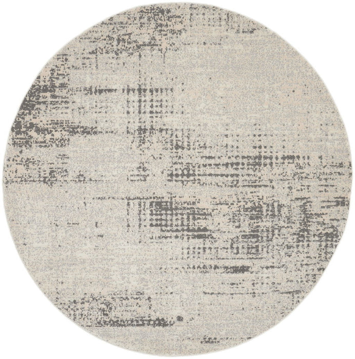 6' Abstract Power Loom Round Rug (572833) - Ivory