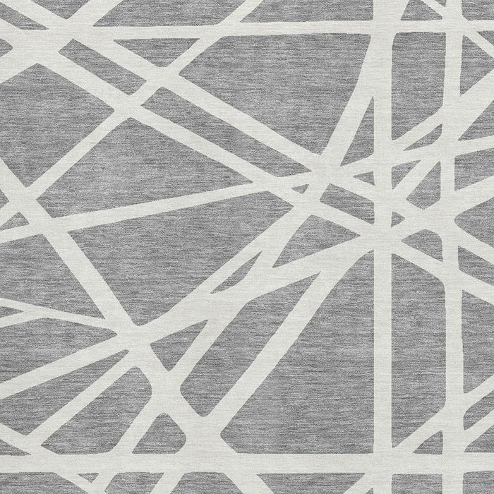 10' X 14' Geometric Washable Area Rug With UV Protection (681611) - Gray / Ivory