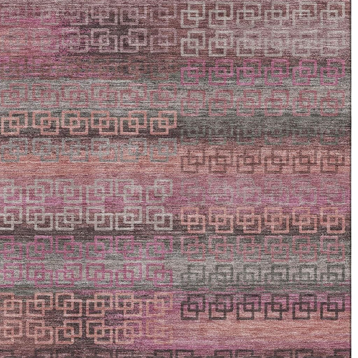 10' X 14' Striped Washable Area Rug With UV Protection (715093) - Pink / Gray
