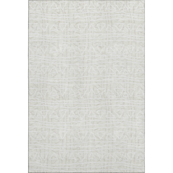 10' X 14' Geometric Washable Area Rug Polyester With UV Protection - Ivory And Beige