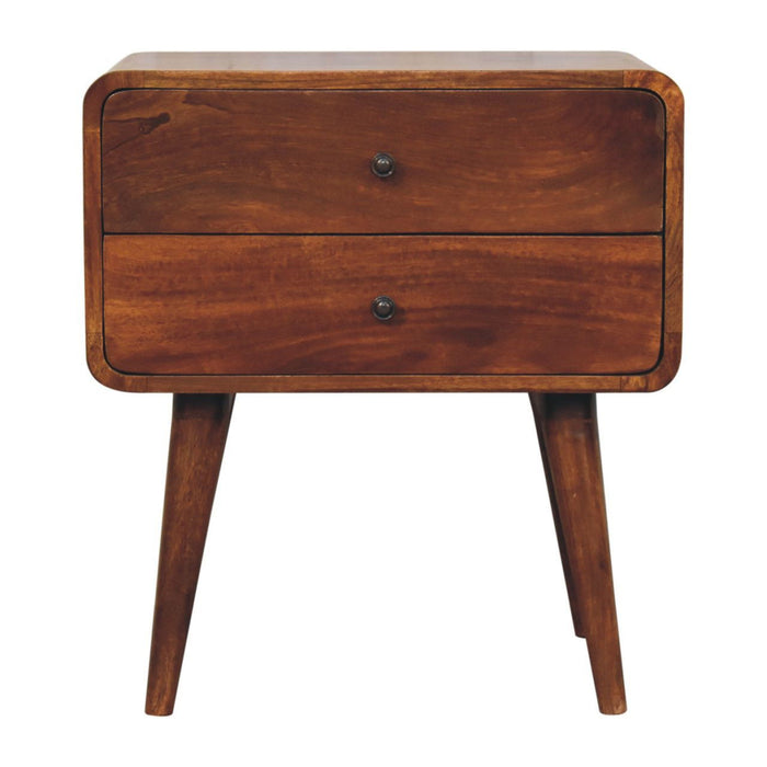 24" Wood Two Drawer Nightstand - Chestnut