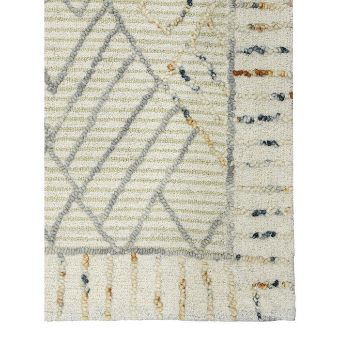 8' X 10' Wool Southwestern Hand Hooked Area Rug - Ivory