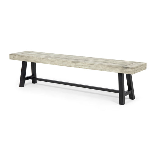 Giga Carlisle dining bench with wooden seat and metal legs, ideal for kitchen or dining room seating.