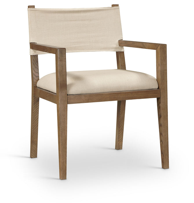 Avon - Linen Textured Performance Fabric Upholstered Dining Arm Chair