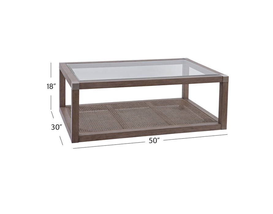 Calum - Cocktail Table - Driftwood Gray/Cane/ Brushed Nickel
