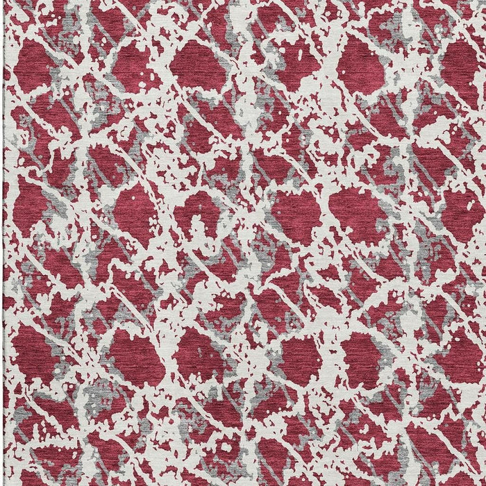 10' X 14' Abstract Washable Area Rug With UV Protection (676638) - Burgundy / Gray / Ivory
