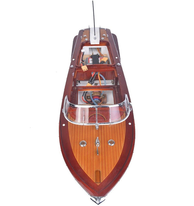 Hand Painted Boat Sculpture - Brown / White