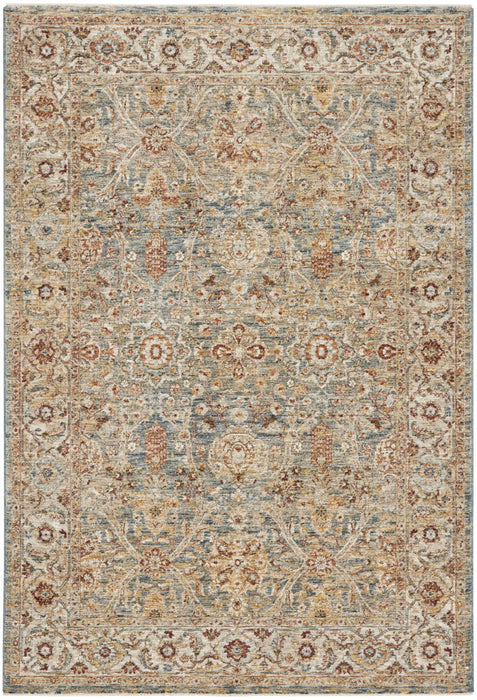 5' X 8' Floral Distressed Area Rug (550330) - Ivory / Blue / Orange