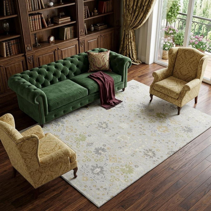 10' X 14' Oriental Washable Area Rug With UV Protection (679234) - Silver / Gold / Gray