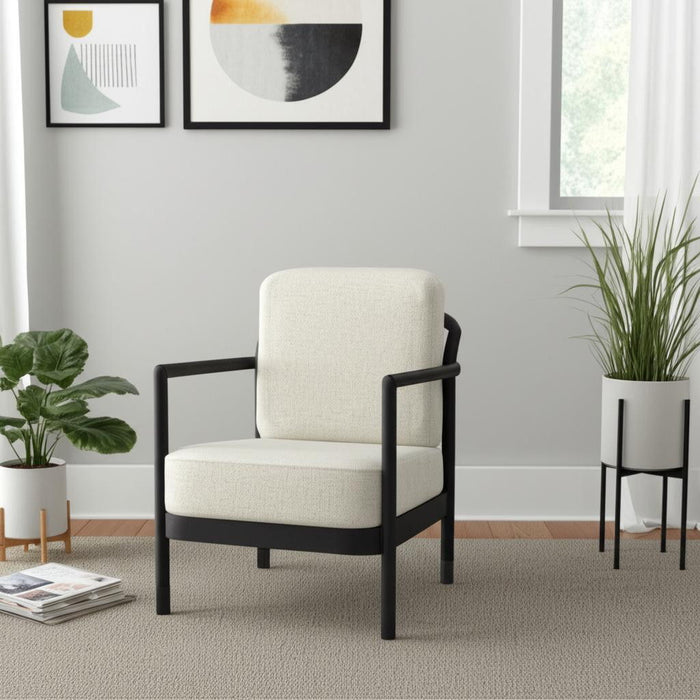 Fabric Arm Chair - Beige / Black