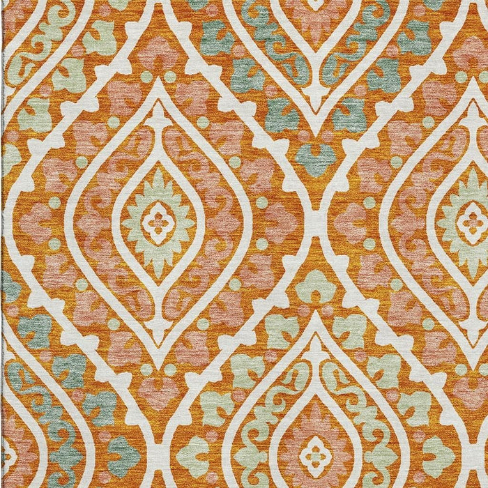 10' X 14' Diamond Washable Area Rug With UV Protection - Orange