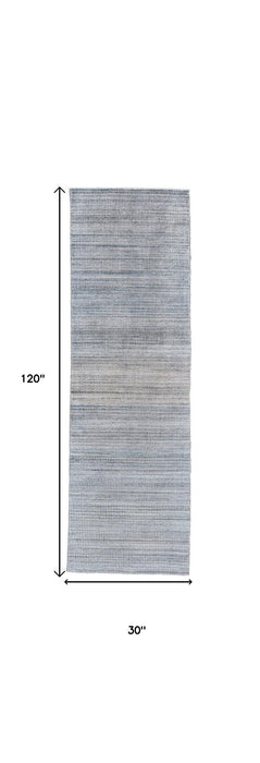 10' Ombre Hand Woven Runner Rug - Gray And Purple