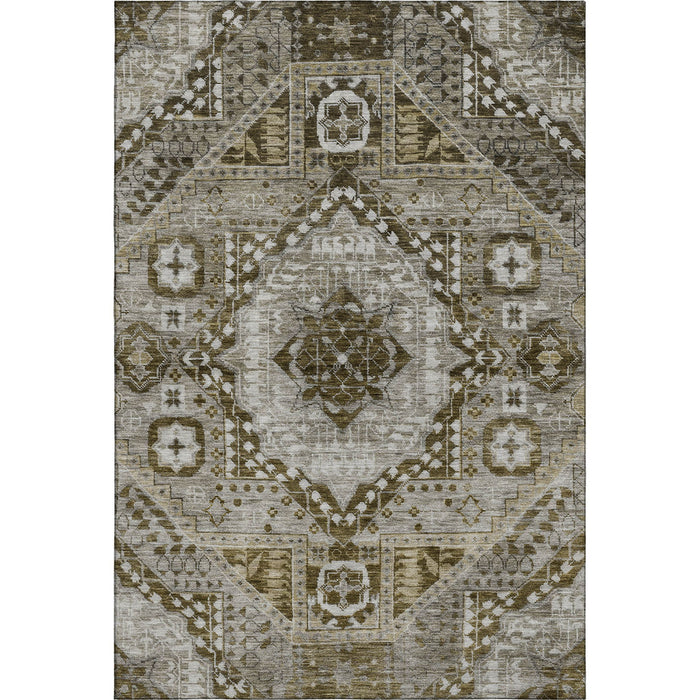10' X 14' Diamond Washable Area Rug With UV Protection (708259) - Khaki / Ivory / Brown