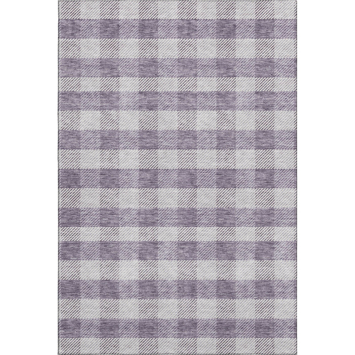 10' X 14' Plaid Washable Area Rug With UV Protection (673477) - Lavender / Ivory