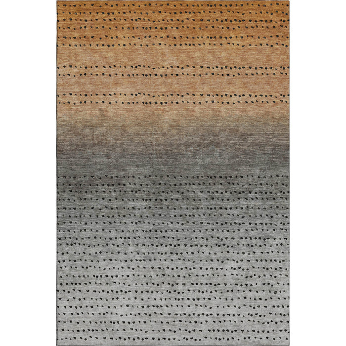 10' X 14' Abstract Washable Area Rug With UV Protection (710807) - Copper / Gray / Silver